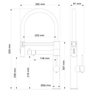 Смеситель для кухни Wonzon & Woghand WW-88458007-BG с гибким изливом и подключением фильтра брашированное золото